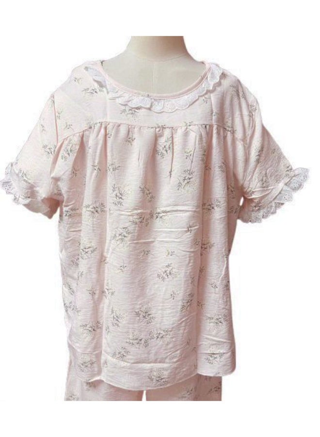 Comfortable Printed Pajamas Cotton Linen Ruffles for Women's Pajamas Set  - Image 2