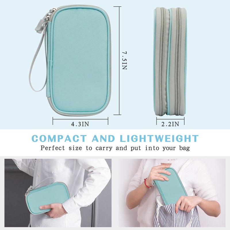 FYY Electronic Organizer, Travel Cable Organizer Bag Pouch Electronic Accessories Carry Case Portable Waterproof Double Layers All-in-One Storage Bag for Cable, Charger, Phone, Earphone, Mint Green - Image 2