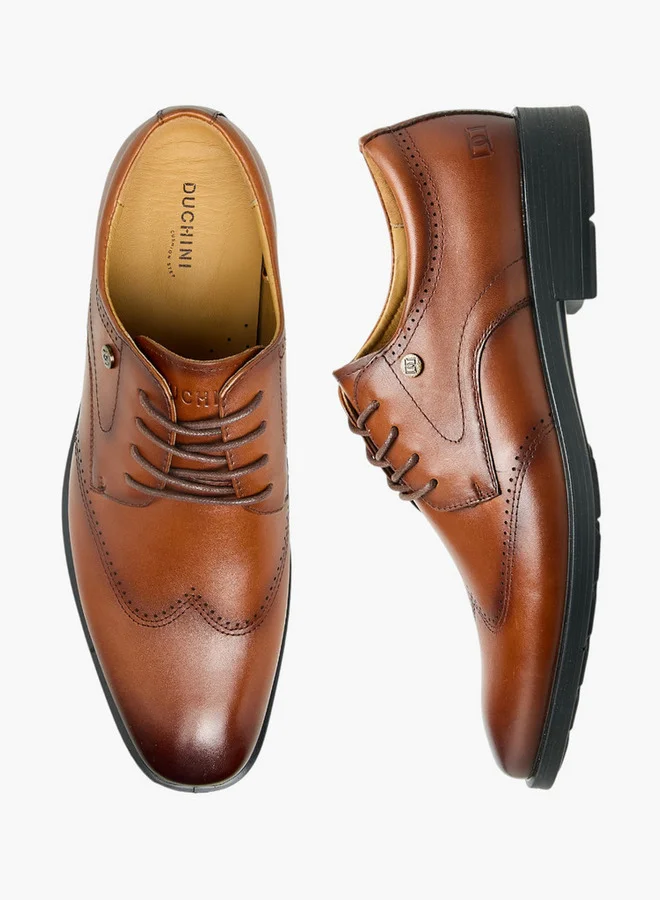DUCHINI Men Lace-Up Leather Derby Shoes