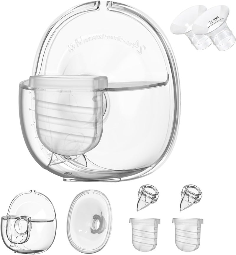 Gowing قطع غيار مضخة الثدي القابلة للارتداء كوب جمع الحليب متوافق مع مضخة Lansinoh Discreet Duo Nuliie S32 تشمل صمام بطة 24 مم فلانج غشاء سيليكون رابط 21 مم إدخالات فلانج - Image 1