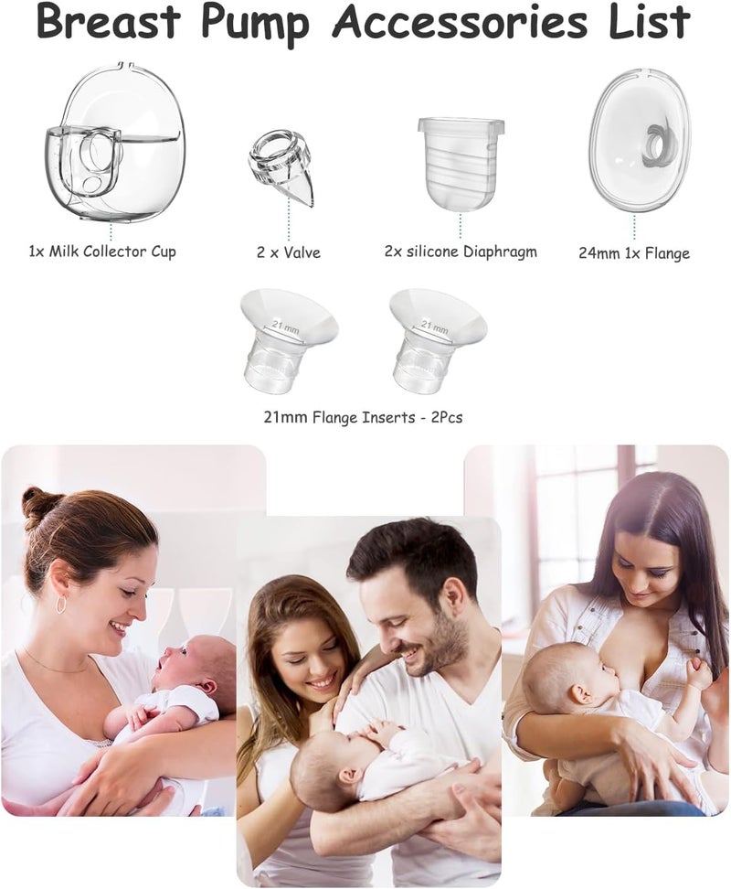 Gowing قطع غيار مضخة الثدي القابلة للارتداء كوب جمع الحليب متوافق مع مضخة Lansinoh Discreet Duo Nuliie S32 تشمل صمام بطة 24 مم فلانج غشاء سيليكون رابط 21 مم إدخالات فلانج - Image 4