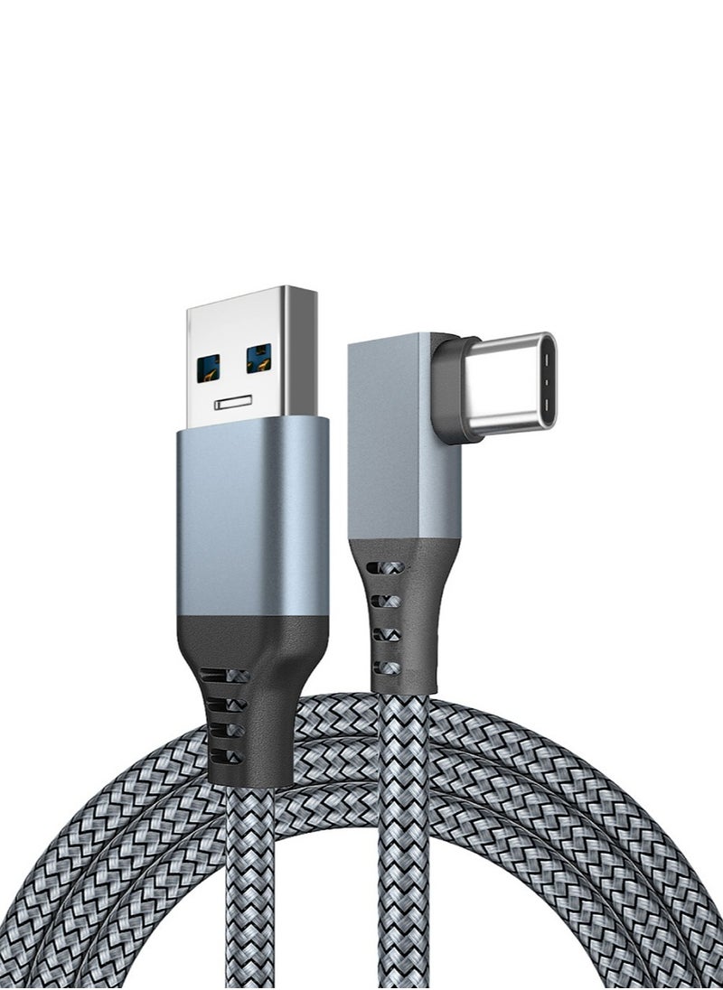 كابل وصلة بطول 16 قدم متوافق مع ملحقات Oculus/Meta Quest 3/2 وPC/Steam VR، سلك نقل بيانات USB 3.1 إلى USB C، كابل VR عالي السرعة 5 جيجابت في الثانية لسماعات الرأس وأجهزة الكمبيوتر المخصصة للألعاب، رمادي