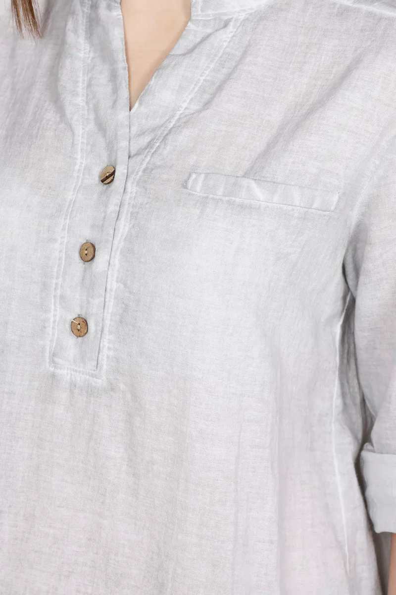 Eliş Şile Bezi Long Sleeve Şile Cloth Acacia Blouse Gray Gray