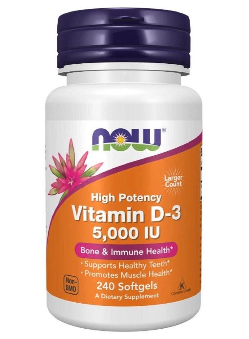 now vitamin d3 5000 iu 240 softgels - Image 1