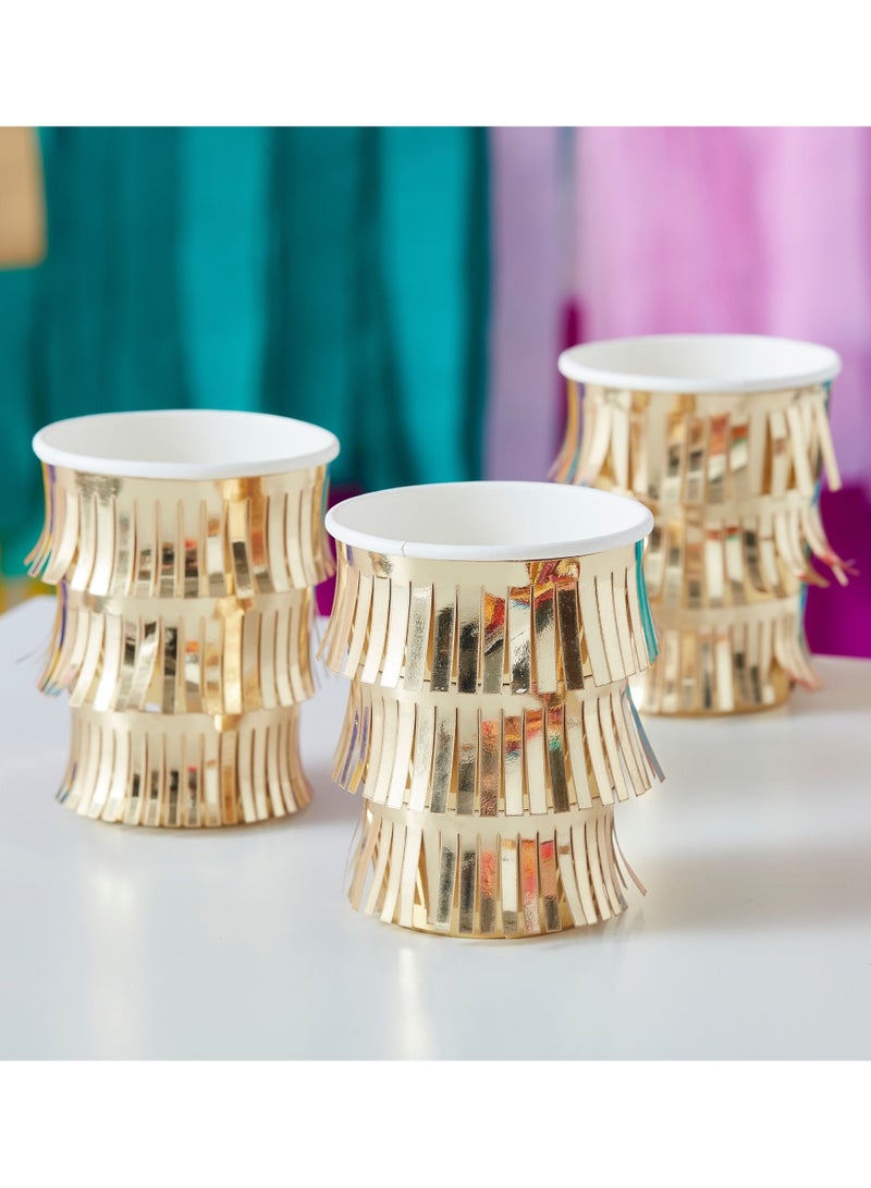 Ginger Ray Ginger Ray Gold Fringe Paper Cups - Luxe Party Essentials - Image 2