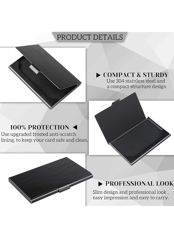 erorex Slim Business Card Case For Men And Women Pocket Metal Case Professional Stainless Steel Business Card Holders Purse Name Card Holder Buckle Style Shut Black  - Image 3