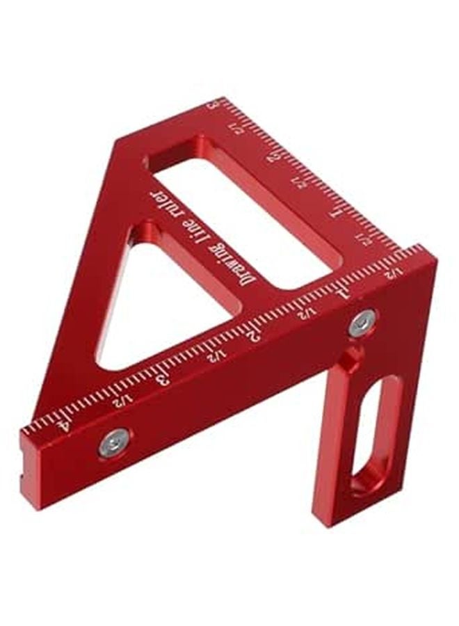 Red Aluminum Alloy Carpenter Triangle Ruler for Precision Woodworking Layout and Angle Marking - Image 1
