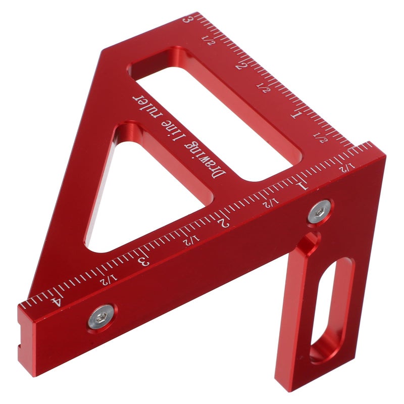 Red Aluminum Alloy Carpenter Triangle Ruler for Precision Woodworking Layout and Angle Marking - Image 2