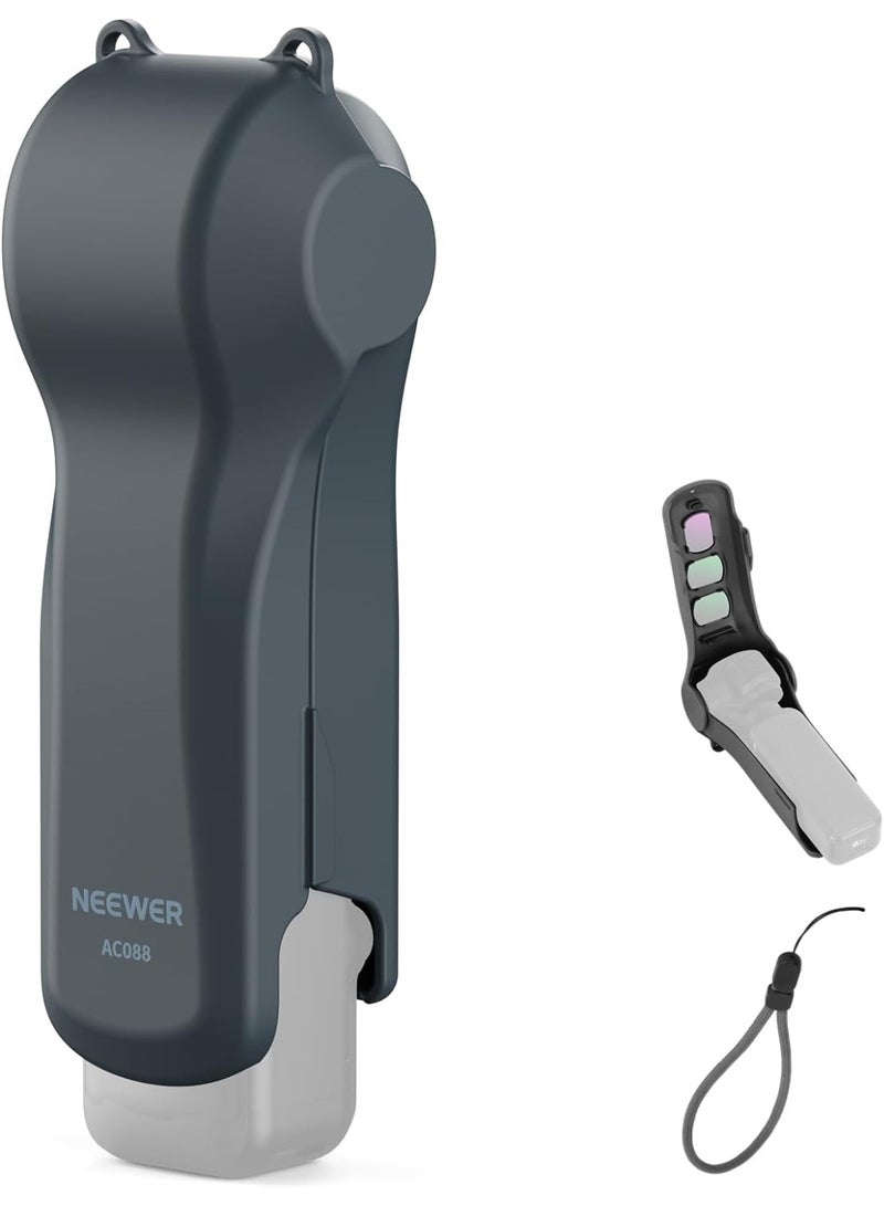 حالة واقية متوافقة مع DJI Osmo Pocket 4/3 وXtra Muse، غطاء محمي للسفر لمعدات كاميرا الإجراءات مع فتحات للفلاتر وحزام المعصم، AC088 (رمادي داكن) - Image 1