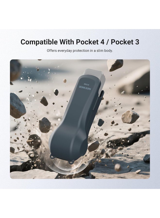 حالة واقية متوافقة مع DJI Osmo Pocket 4/3 وXtra Muse، غطاء محمي للسفر لمعدات كاميرا الإجراءات مع فتحات للفلاتر وحزام المعصم، AC088 (رمادي داكن) - Image 2