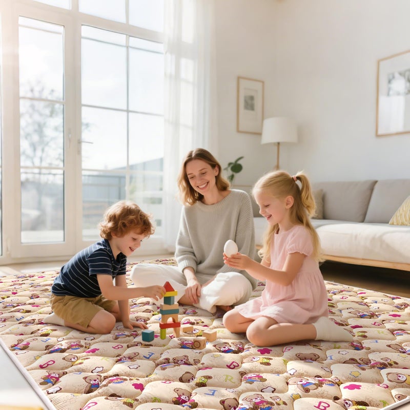 Vibe bear Baby Play Mat - 79" X 71",Premium Thicker Foam One-Piece Machine Washable, Extra Large Anti-Slip Soft Cushioning Foam Playmats for Babies and Toddlers, Foldable Baby Crawling Mat for Playpen - Image 2