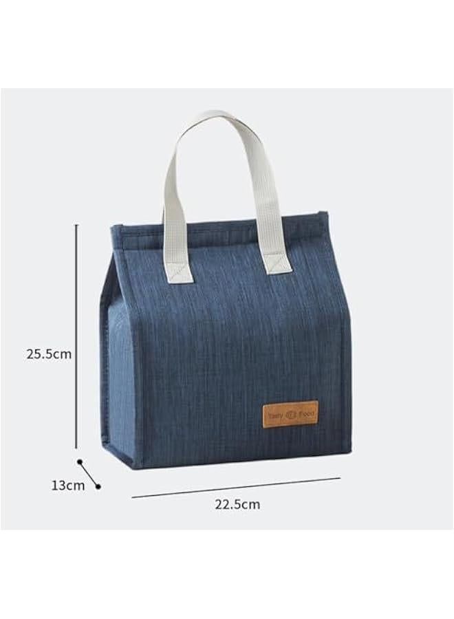 هوكور شنطة غداء معزولة للنساء والرجال، حاوية صندوق غداء كبيرة قابلة لاعادة الاستخدام ومضادة للتسرب للمكتب والعمل والمدرسة والشاطئ او السفر، رمادي + كحلي، قماش أكسفورد - Image 2