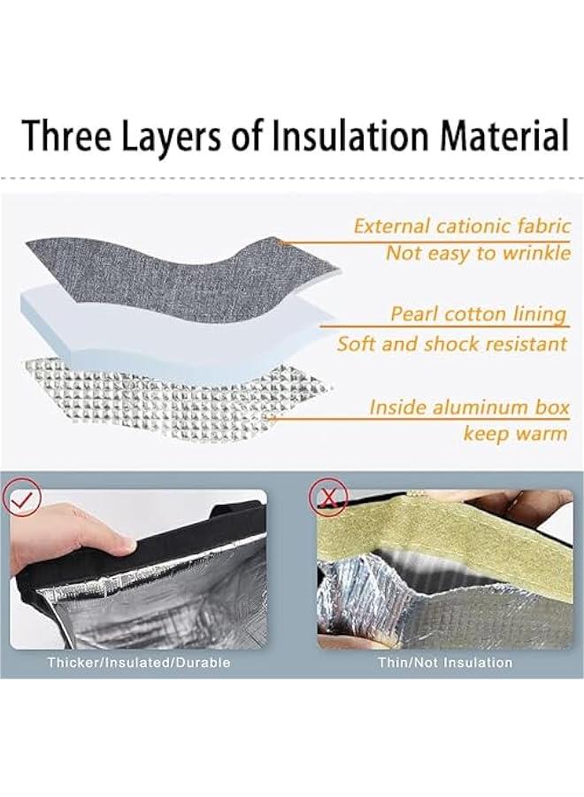 هوكور شنطة غداء معزولة للنساء والرجال، حاوية صندوق غداء كبيرة قابلة لاعادة الاستخدام ومضادة للتسرب للمكتب والعمل والمدرسة والشاطئ او السفر، رمادي + كحلي، قماش أكسفورد - Image 5