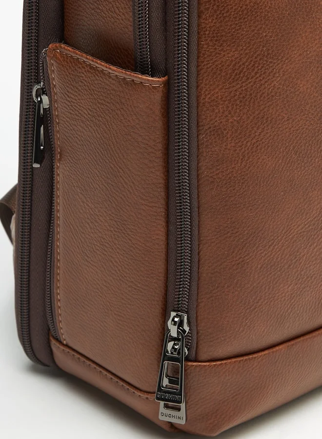 DUCHINI Textured Backpack with Adjustable Straps and Zip Closure