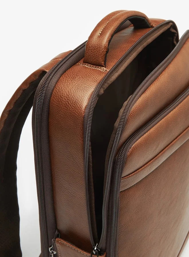 DUCHINI Textured Backpack with Adjustable Straps and Zip Closure