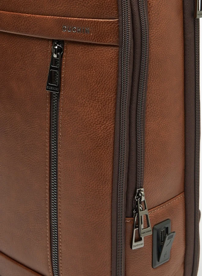 DUCHINI Textured Backpack with Adjustable Straps and Zip Closure