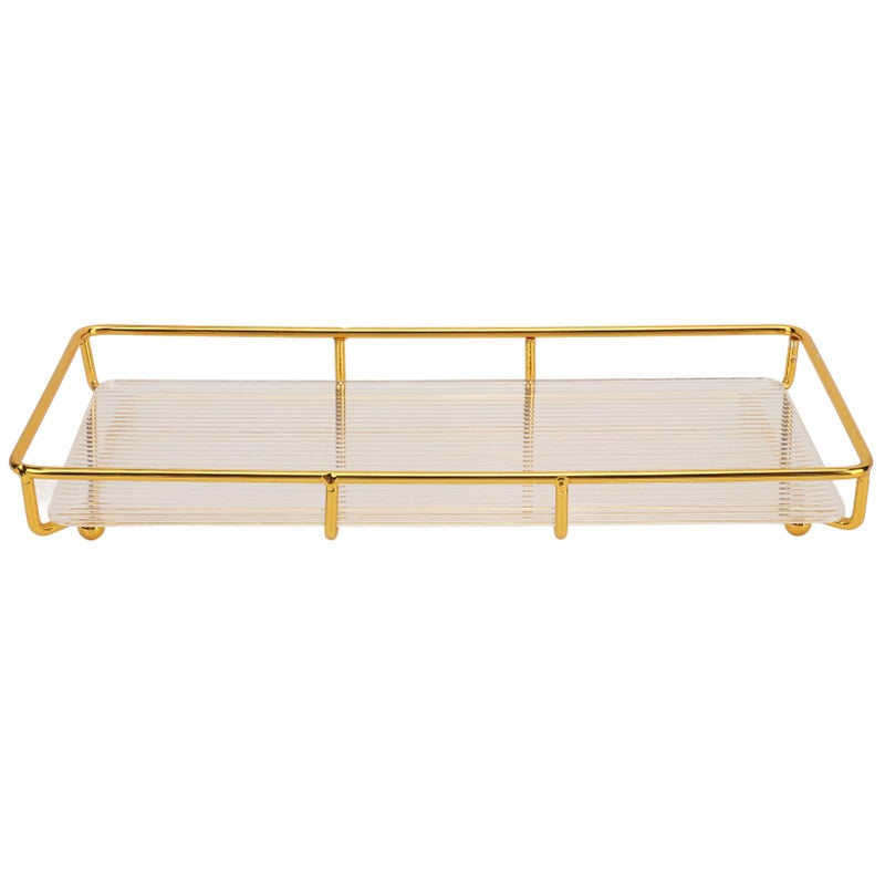Large Stainless Steel Acrylic Bathroom Organizer Tray 13 4 X 7 1 X 5 5 Inches Modern Vanity Countertop Storage - Image 4