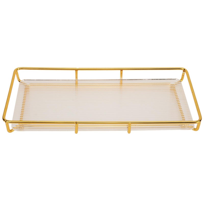 Large Stainless Steel Acrylic Bathroom Organizer Tray 13 4 X 7 1 X 5 5 Inches Modern Vanity Countertop Storage - Image 2