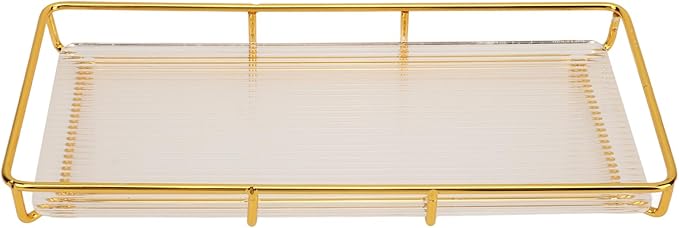 Large Stainless Steel Acrylic Bathroom Organizer Tray 13 4 X 7 1 X 5 5 Inches Modern Vanity Countertop Storage - Image 1
