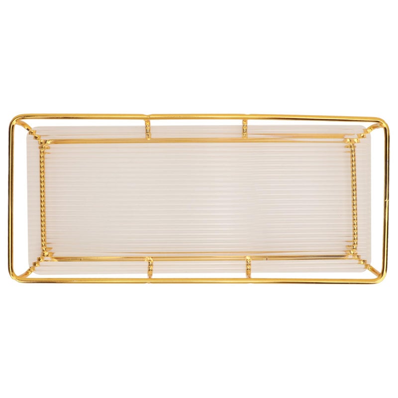 Large Stainless Steel Acrylic Bathroom Organizer Tray 13 4 X 7 1 X 5 5 Inches Modern Vanity Countertop Storage - Image 5
