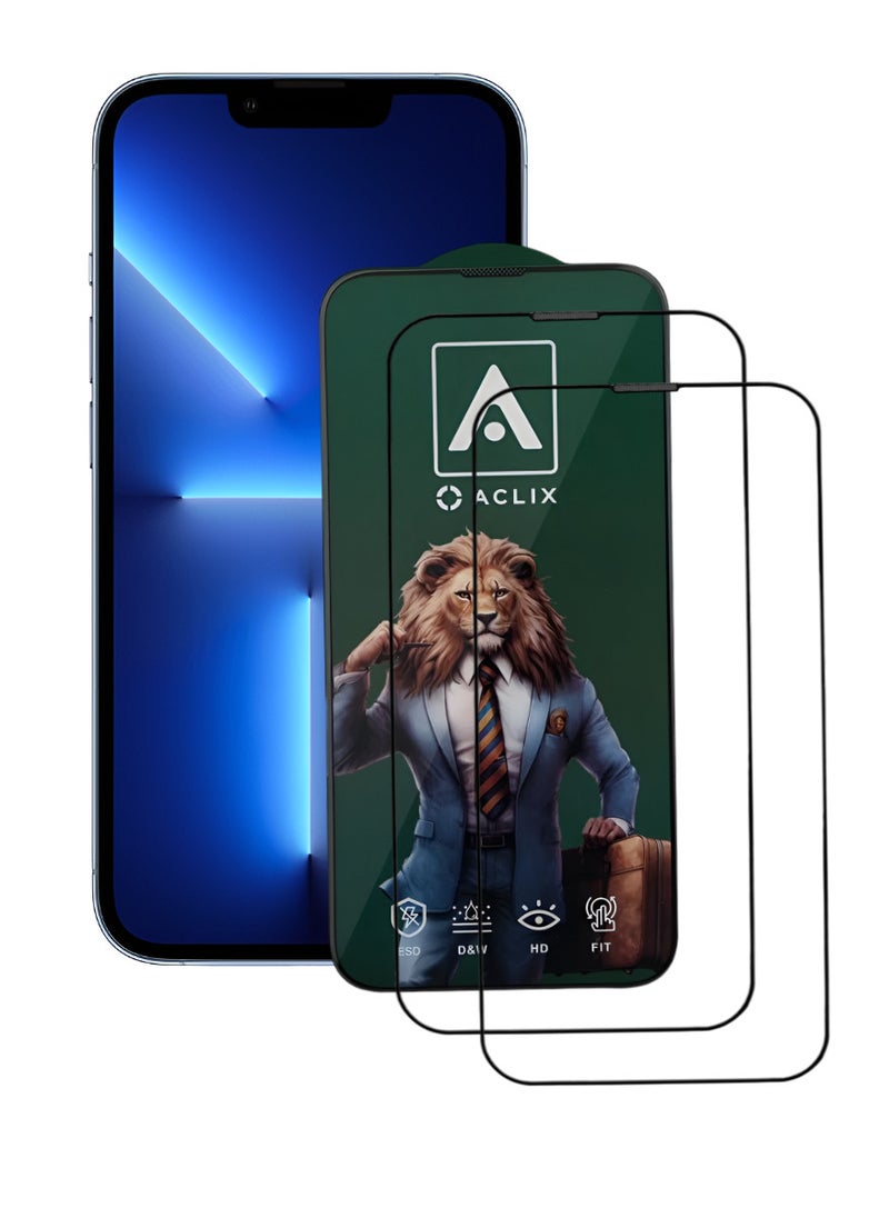 ACLIX 2 Pieces Antistatic ESD Dustproof Premium Quality High Definition Tempered Glass Screen Protector Designed For  iPhone 13 Pro Max - Image 1