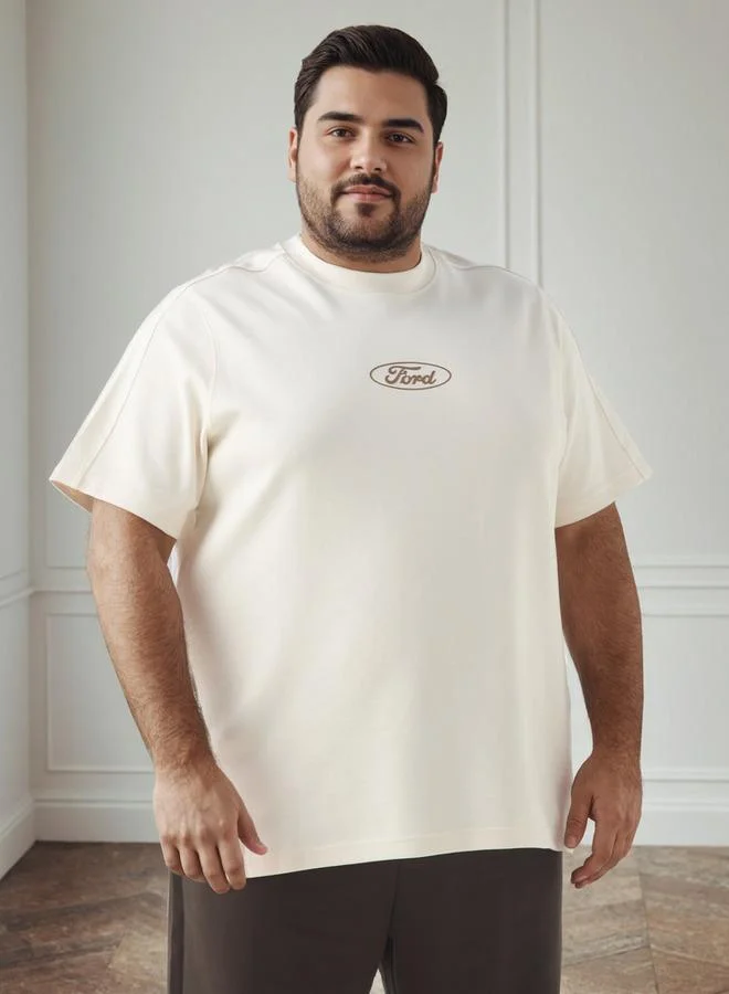 Maxim Men Regular Fit Crew Neck Short Sleeves Ford Logo Print T-shirt