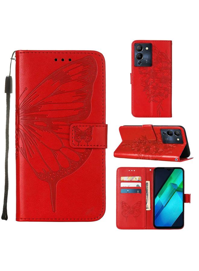 زبون جراب لهاتف Infinix Note 12 G96، جراب هاتف جلدي قابل للطي بتصميم فراشة منقوش - Image 1