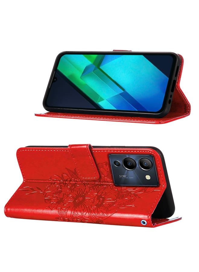 زبون جراب لهاتف Infinix Note 12 G96، جراب هاتف جلدي قابل للطي بتصميم فراشة منقوش - Image 3