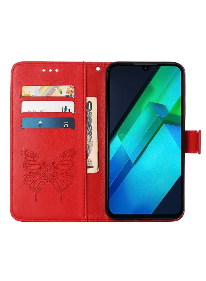 زبون جراب لهاتف Infinix Note 12 G96، جراب هاتف جلدي قابل للطي بتصميم فراشة منقوش - Image 4