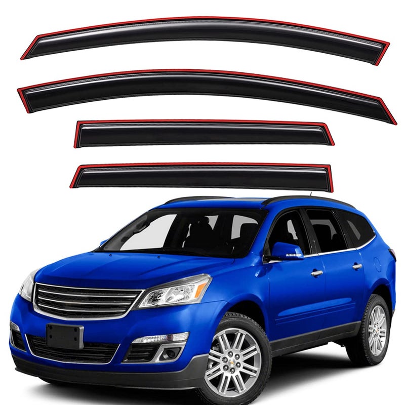 Lightronic Extra Durable Clipon inChannel Auto Vent Window Visor Fits 20092017 Chevrolet Traverse UV Protection Rain Guard Original Wind Deflector NoDrill Easy Install Dark Smoke 4Pcs