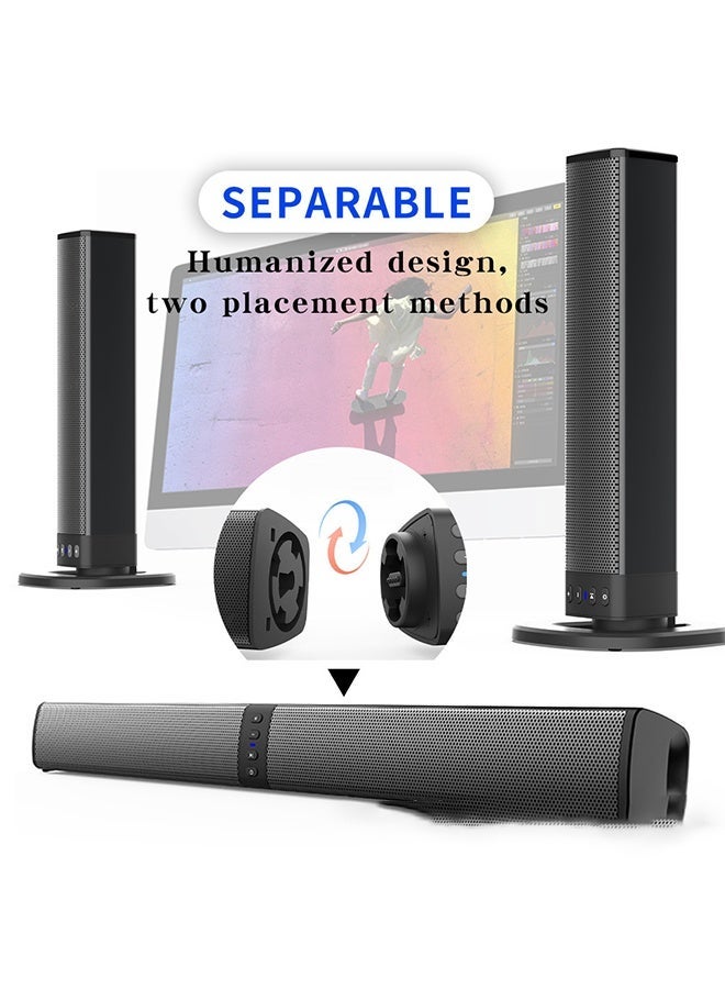 Sound Bar, 100W Sound Bar for Smart TV, Bluetooth 5.1 Soundbar, 2 in 1 Detachable Home Speaker Bass Effect, Home Theater Surround Sound, ARC/Optical/AUX/USB Connections, for TV/PC/Projectors