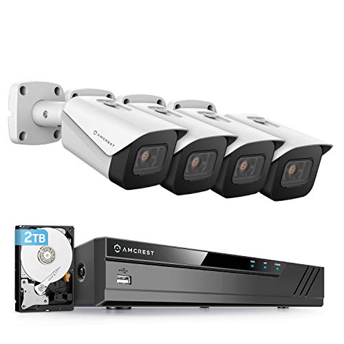 Amcrest 4K Security Camera System w/ 4K (8MP) 8CH PoE NVR, (4) x 8-Megapixel IP67 Weatherproof Metal Bullet POE IP Cameras, Pre-Installed 2TB Hard Drive, NV4108E-IP8M-2496EW4-2TB (White) - Image 1
