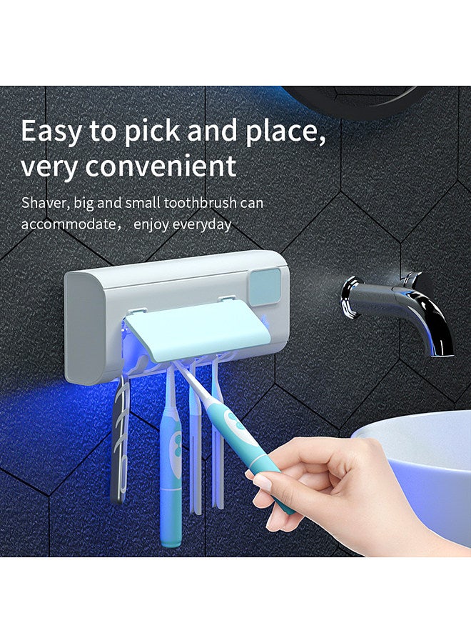 UV Toothbrush Sanitizer Toothbrush Holder Wall Mounted with Sterilizer and Timing USB Charging UV Toothbrush Organizer Cleaner 1500mAh for Ladies Family  - Image 4