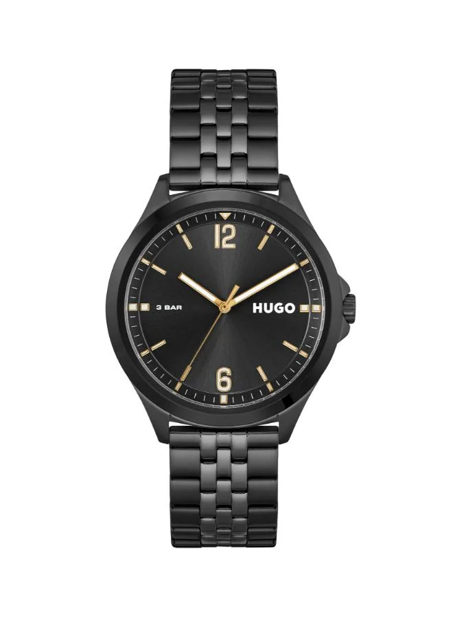 HUGO Men's Quartz Watch, Black Dial, Black Stainless Steel Strap