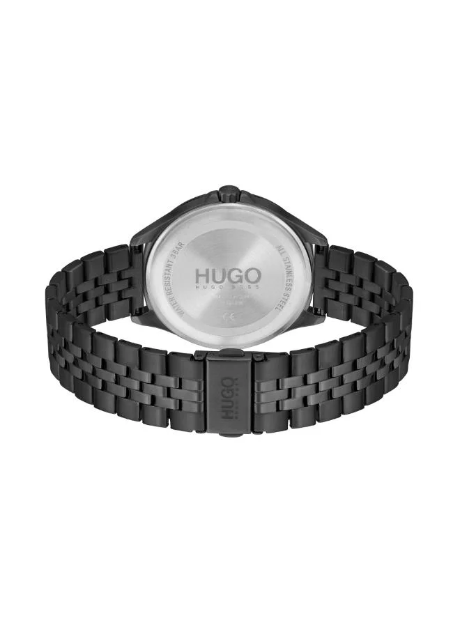 HUGO Men's Quartz Watch, Black Dial, Black Stainless Steel Strap