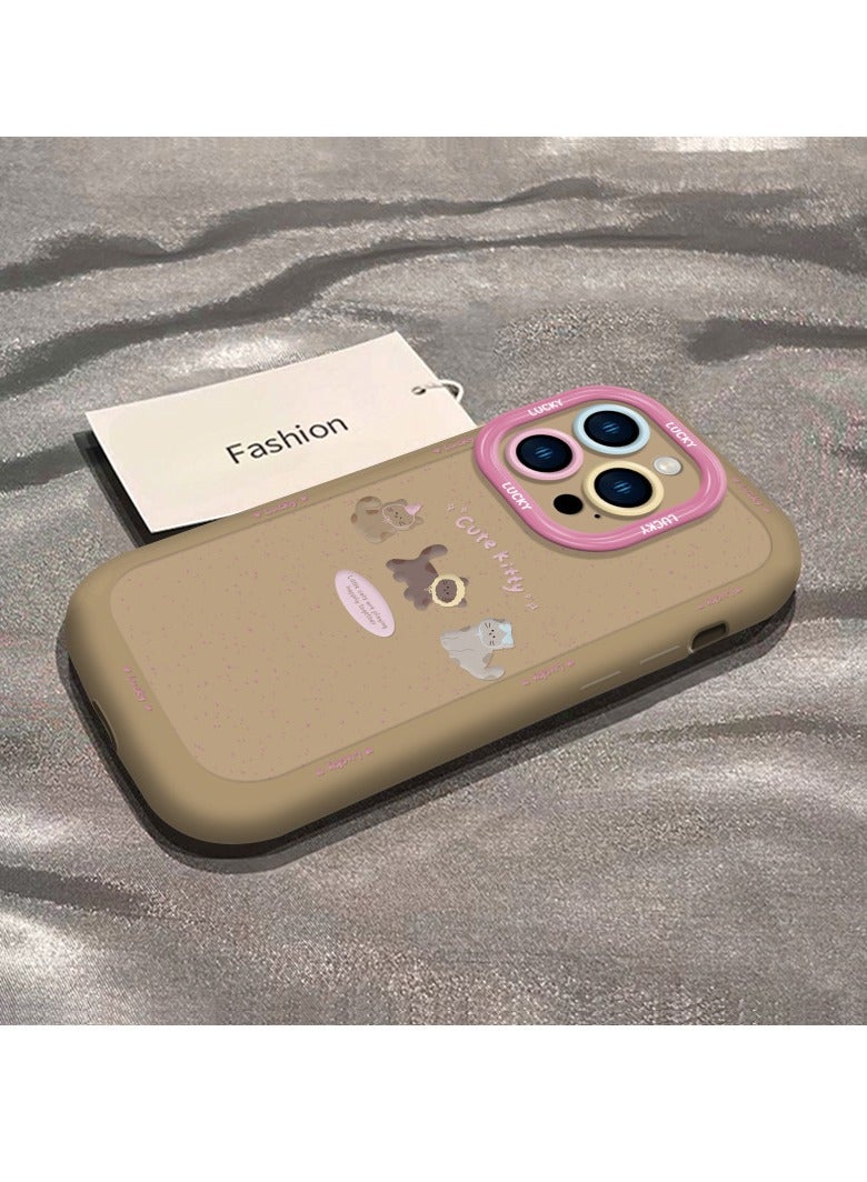 NIBEMINENT Coffee Kitty Protective TPU Case Cover For iPhone 16 Pro, Gray