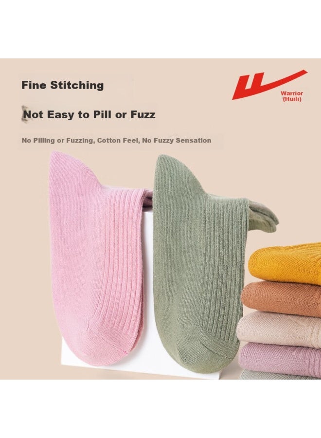 Pull Back Warrior Women's Mid-calf Socks Spring And Autumn Warm Cotton Antibacterial Odor-resistant Solid Color Socks - Image 3