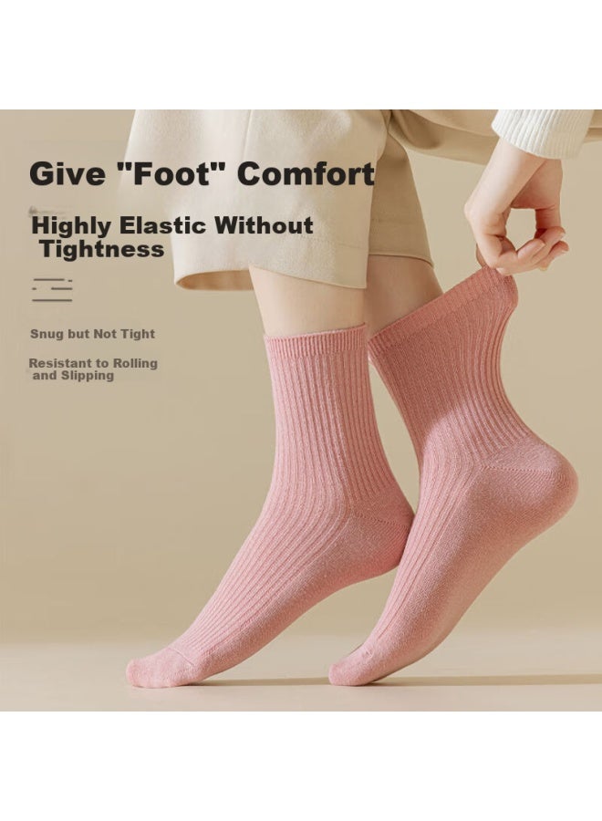 Pull Back Warrior Women's Mid-calf Socks Spring And Autumn Warm Cotton Antibacterial Odor-resistant Solid Color Socks - Image 4