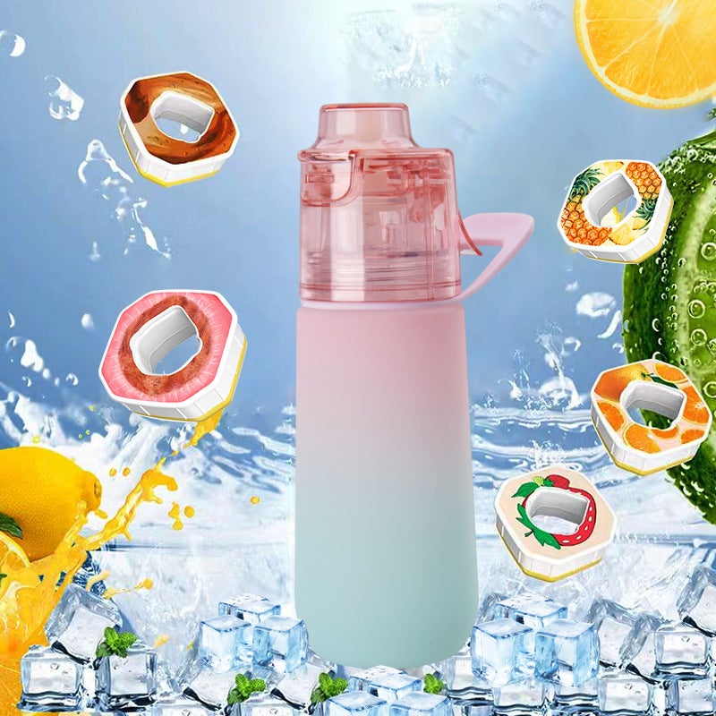 Pink Green Scented Spray Water Bottle 750ml - Hydrating Cooling Sports Bottle with Fragrance - Image 1