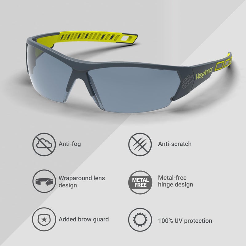 HexArmor MX250 Variomatic Safety Glasses for Men and Women | Transition Lenses | Anti-Fog | Scratch-Resistant | Metal-Free | Certified ANSI Z87| 100% UV Protected Eyewear - Image 5