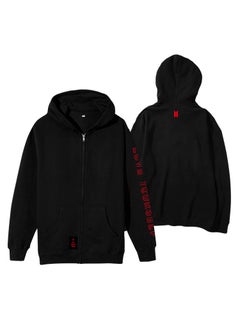 Generic Love Yourself Youth Group Sweatshirt Zipper Hooded Cardigan Jacket Trendy Casual Style Teenage Fashion Outerwear Black-thin 