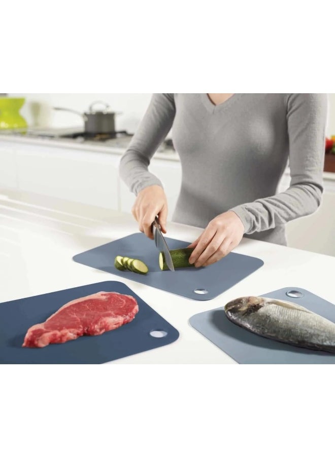 Joseph Joseph Pop Colour Coded Chopping Mats, Sky Blue Set of 3
