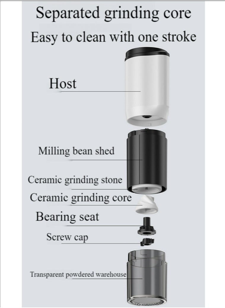 Healife - Coffee grinder, 2-in-1 electric and manual grinder, 6-level adjustable coarseness, USB rechargeable - with hand grinding kit - Image 1