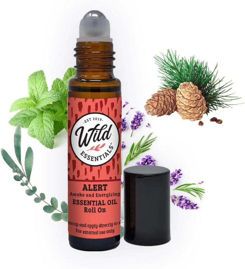 mEssentials Alert Essential Oil Roll On, 10ml, Made with 100% Pure, Premium Grade Essential Oils and Organic Jojoba Oil, Ready to Use, Moisturizer, All Natural