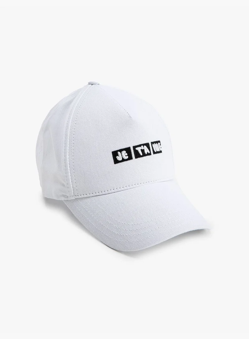 KOTON Embroidered Cotton Cap Hat