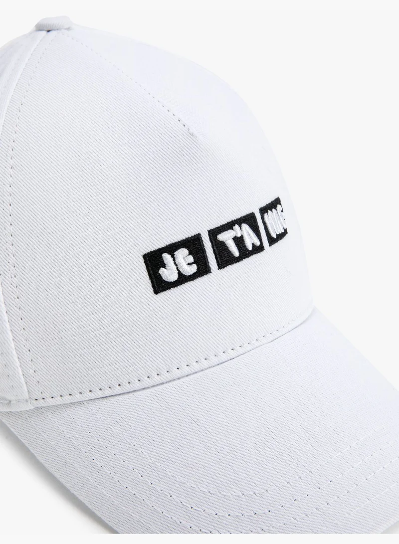 KOTON Embroidered Cotton Cap Hat