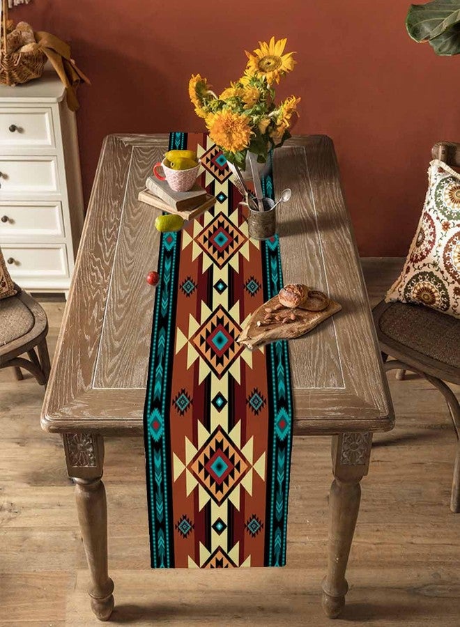 PIEPLE South West Red Table Runner-Cotton Linen- 48 Inch Holiday Dresser Scarves, Native American Southwestern Abstract Oriental Tablerunner for Kitchen Coffee/Dining Living Room Dinner Scarf Décor 13x48 - Image 5