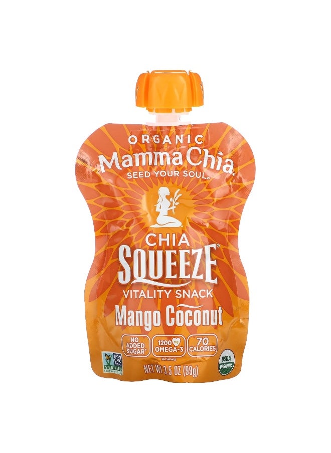 Mamma Chia Mamma Chia, Organic Chia Squeeze, Vitality Snack, Mango Coconut, 8 Squeezes, 3.5 oz (99 g) Each  - Image 3