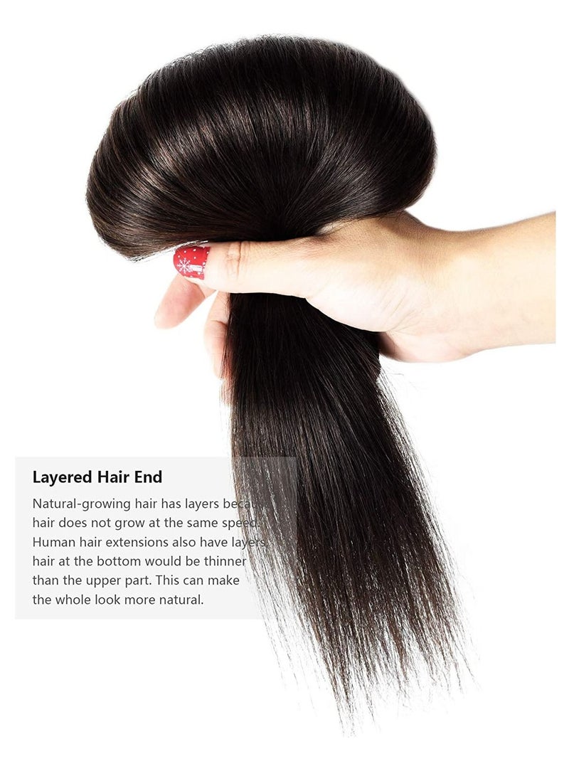 إستيل مشبك في وصلات الشعر شعر بشري ريمي بني غامق - Image 3