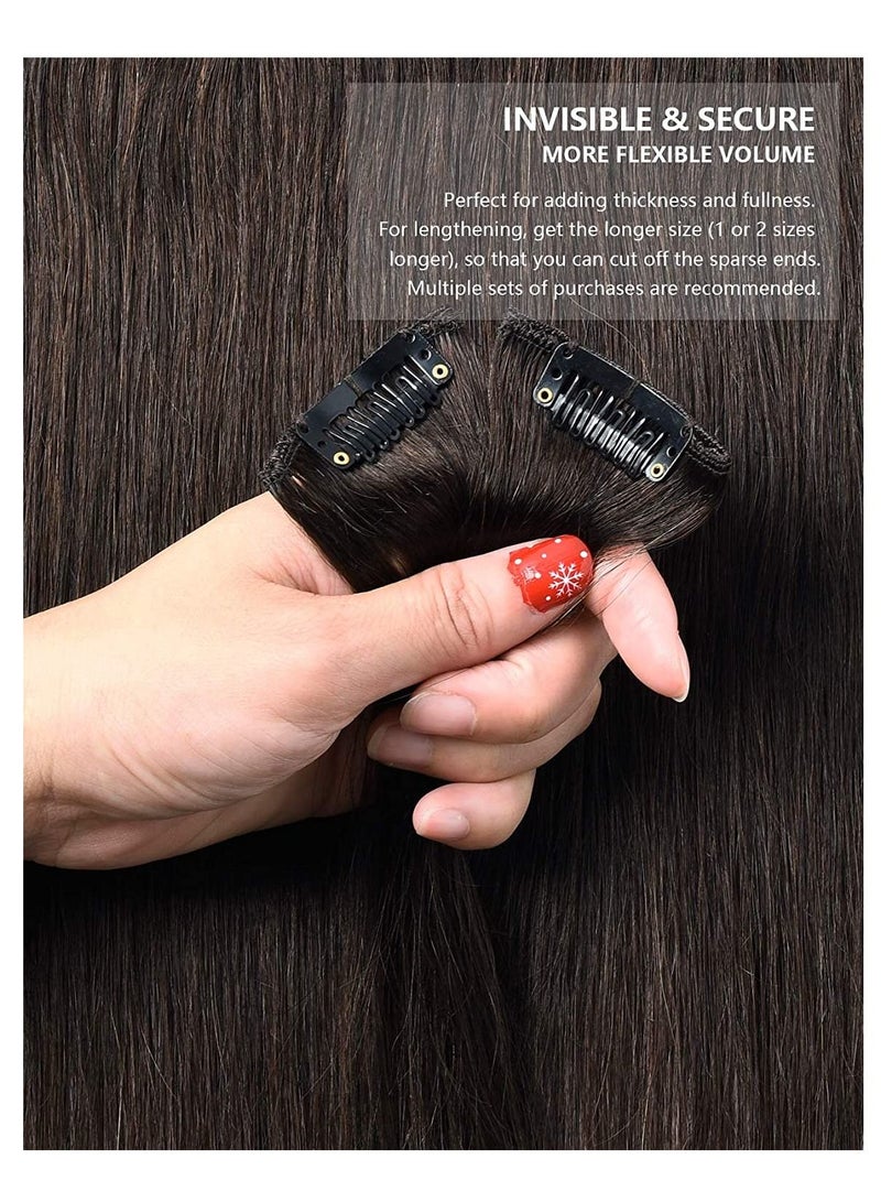 إستيل مشبك في وصلات الشعر شعر بشري ريمي بني غامق - Image 4